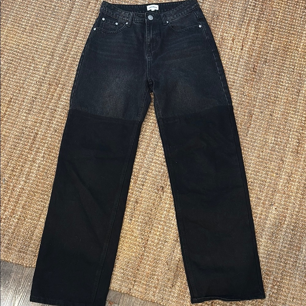 Superdown Black Straight Jeans with half black material